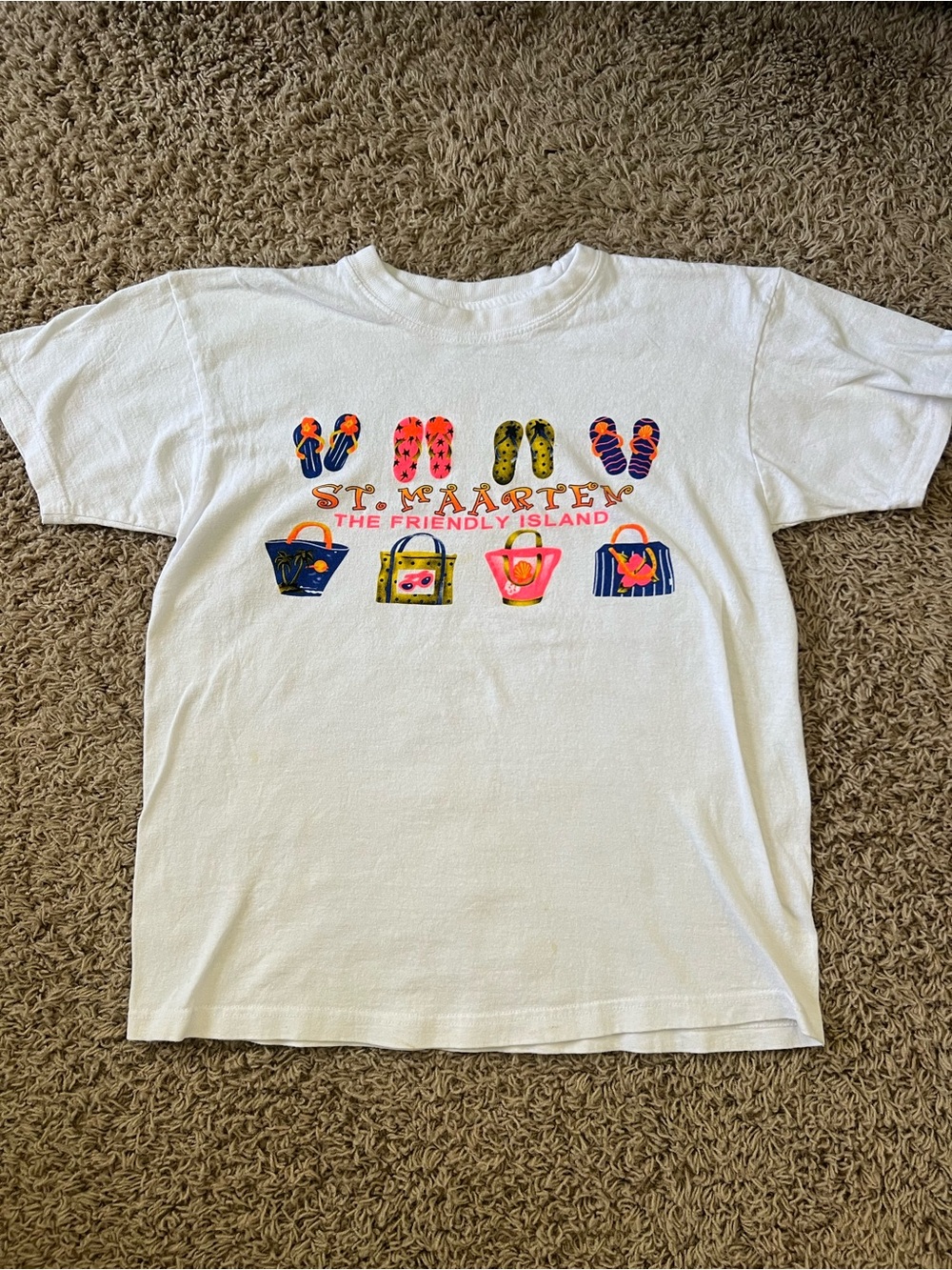 New Vintage St. Maarten Caribbean White T-Shirt Adult S